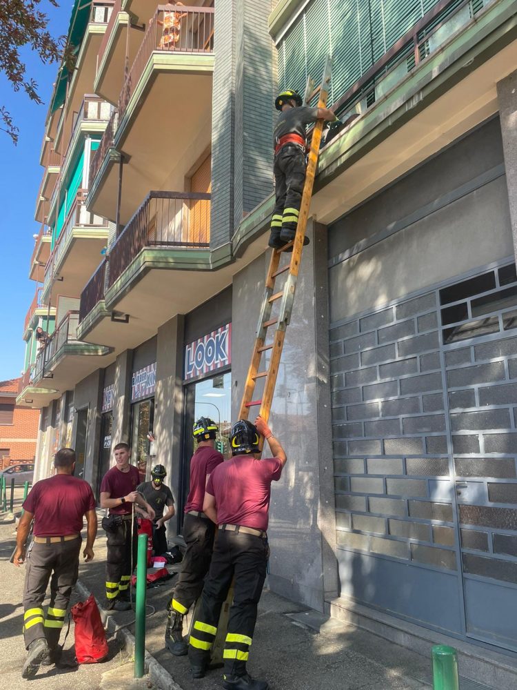 CARIGNANO – Cane salvato dai vigili del fuoco: era in bilico su un balcone