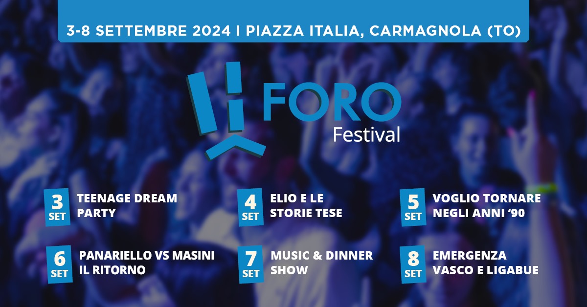 CARMAGNOLA – Il programma completo del Foro Festival