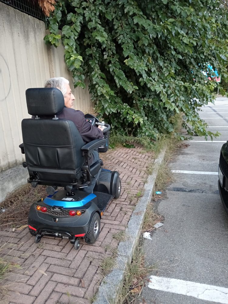 NICHELINO – Troppa vegetazione ostruisce il marciapiede e li disabile non può passare