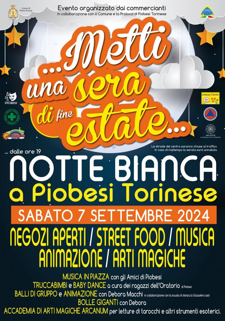 PIOBESI – Sabato 7 settembre la notte bianca