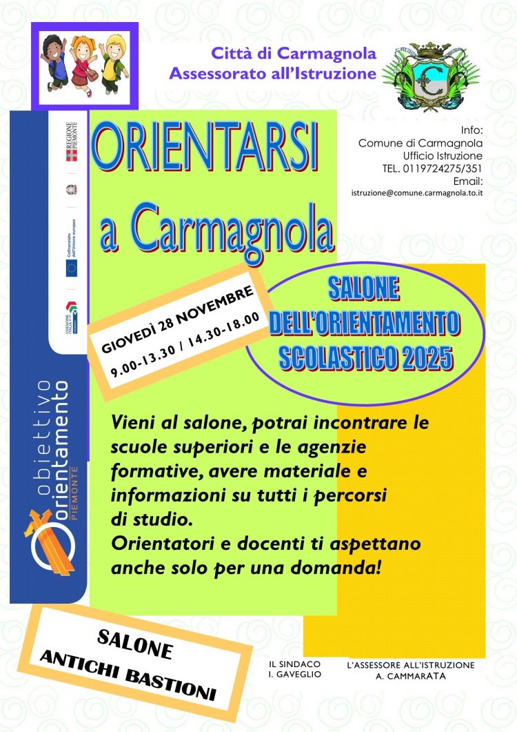 Giovedì 28 novembre il Salone dell’Orientamento. Dove? A Carmagnola