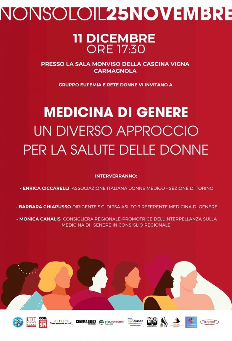 Mercoledì 11 dicembre a Carmagnola “Medicina di genere: un diverso approccio per la salute delle donne”.